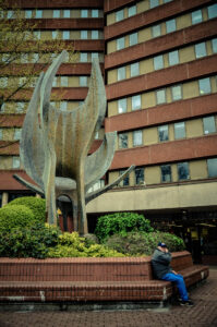 Crucible Fountain Sculpture Designed by Judith Black to look like an exploding Crucible, this sculpture was commissione…