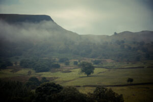 Back Tor Camp Site fence post Morning Mist