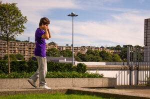 Wall Walk Parkour Training at the odeon complex in Sheffield, Uk.
