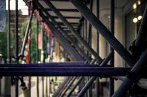 Through the Scaffold The Moor, Sheffield, UK