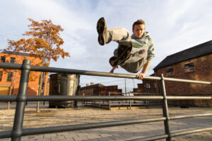 Parkour Training, near Kelham Island Museum, in Sheffield.