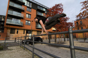 Parkour Training, near Kelham Island Museum, in Sheffield.