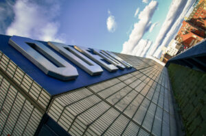 Odeon, Sheffield The Odeon sign, as seen from the emergency exit walkway, in Sheffield.
