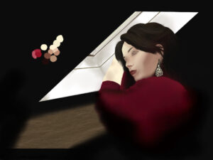Unfinished iPad painting of Jess Clark, from a couple of months ago.