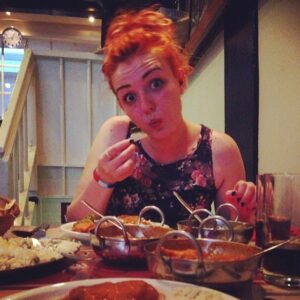 Rebekah eating Curry. #amsterdam