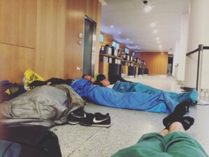 Attempted power nap with the lads before the flight home. (at Copenhagen Airport (CPH))