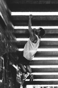 Nic Stewart, Campusing up some steps at Jiyo Parkour Park Copenhagen, Denmark